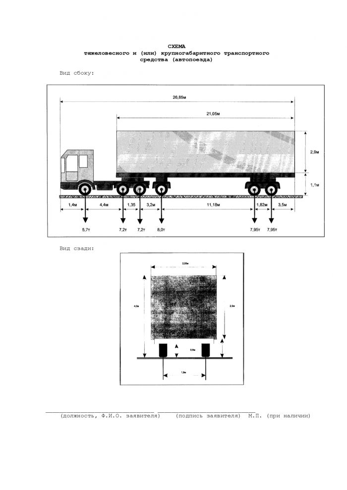 Схема тяжеловесного и (или) крупногабаритного транспортного средства (автопоезда)